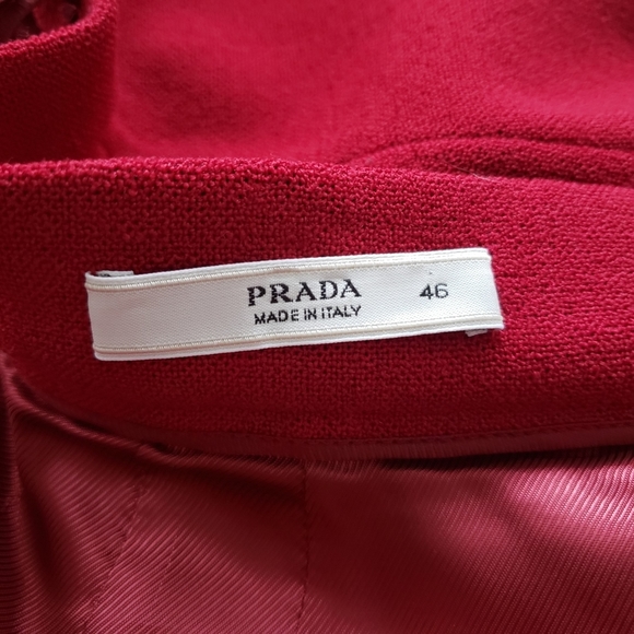 PRADA deep red virgin wool blend pencil skirt with two side slits - Picture 7 of 13